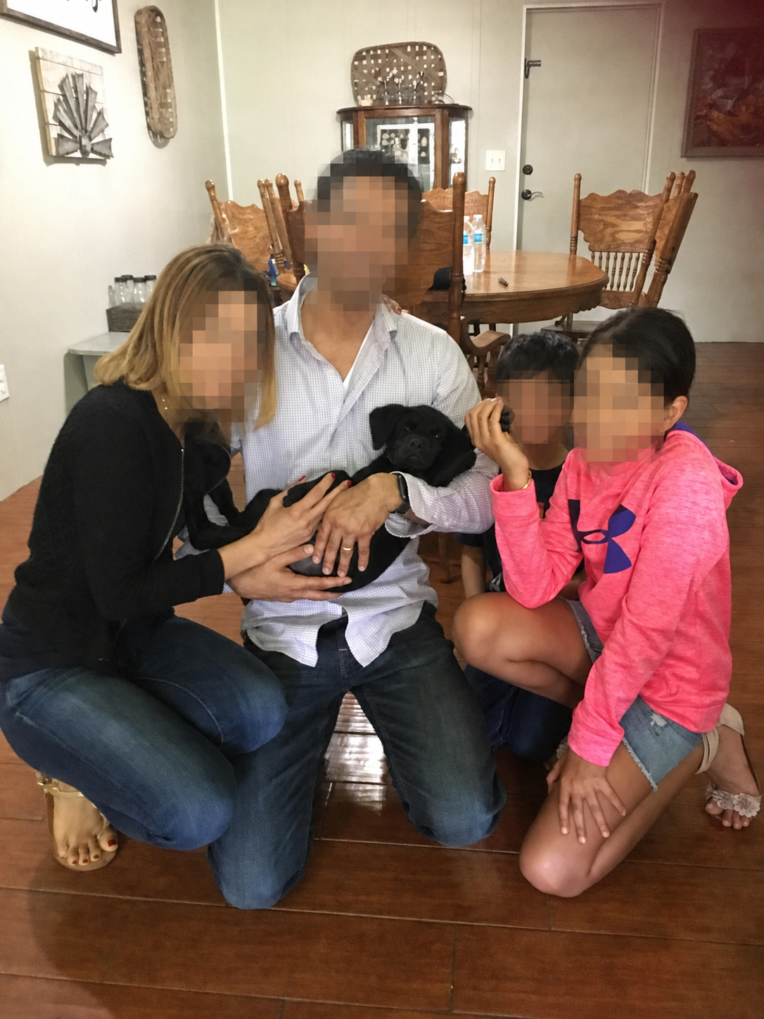 The family behind TonedCore with faces blurred for privacy